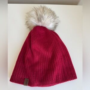 Roots Red Knit Beanie with Pom